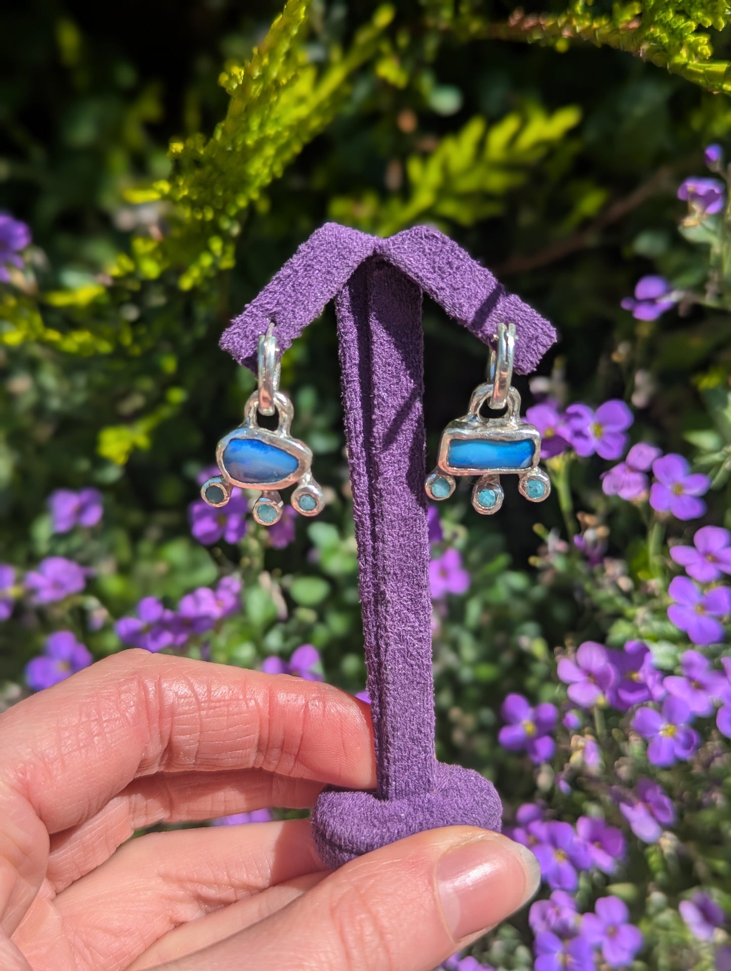 Australian_opal_and_amazonite_recycled_silver_handmade_earrings