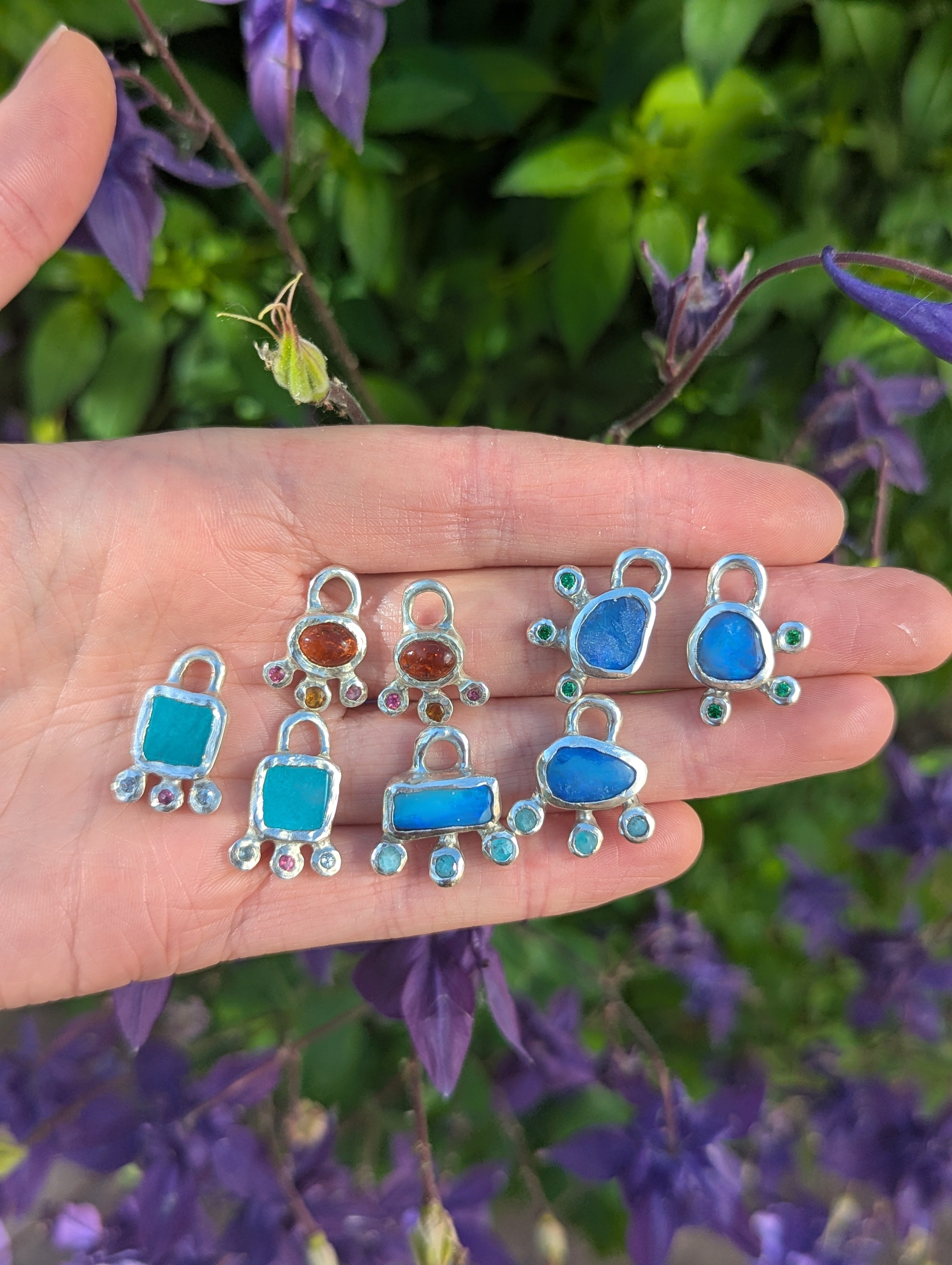 Cute colourful y2k earring charms recycled silver handmade