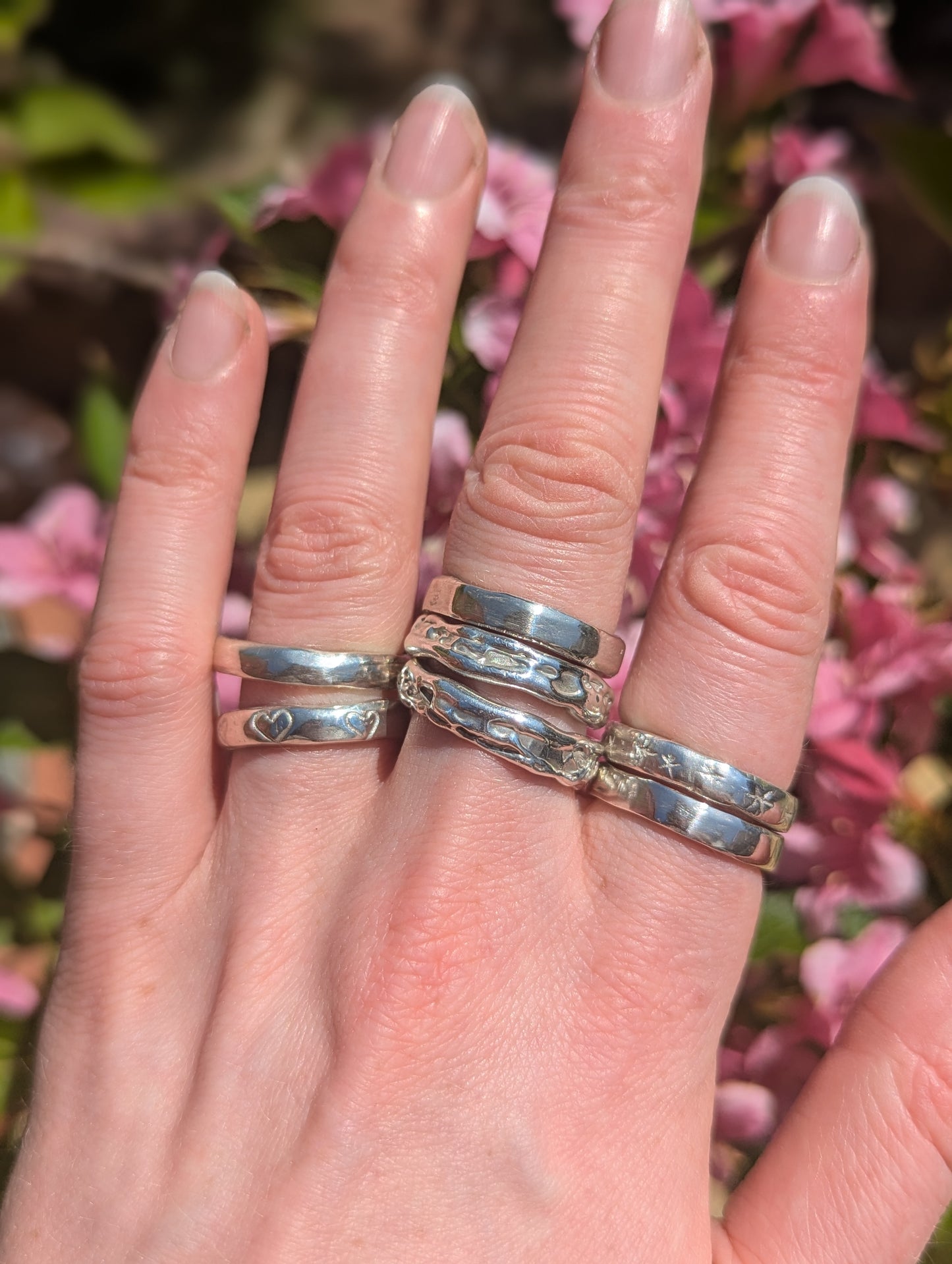 Handmade recycled silver stacking rings