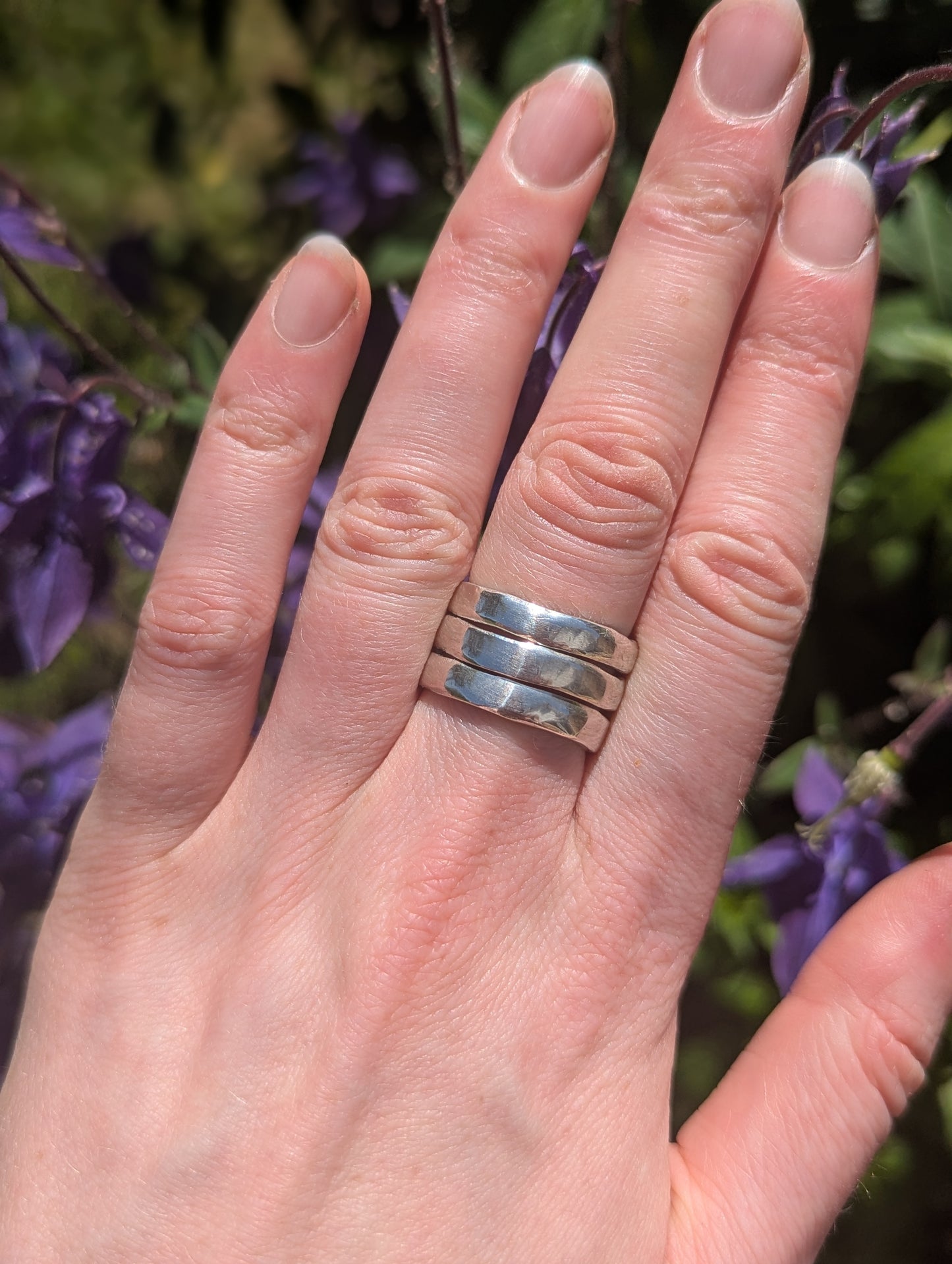Handmade recycled slim silver stacking rings