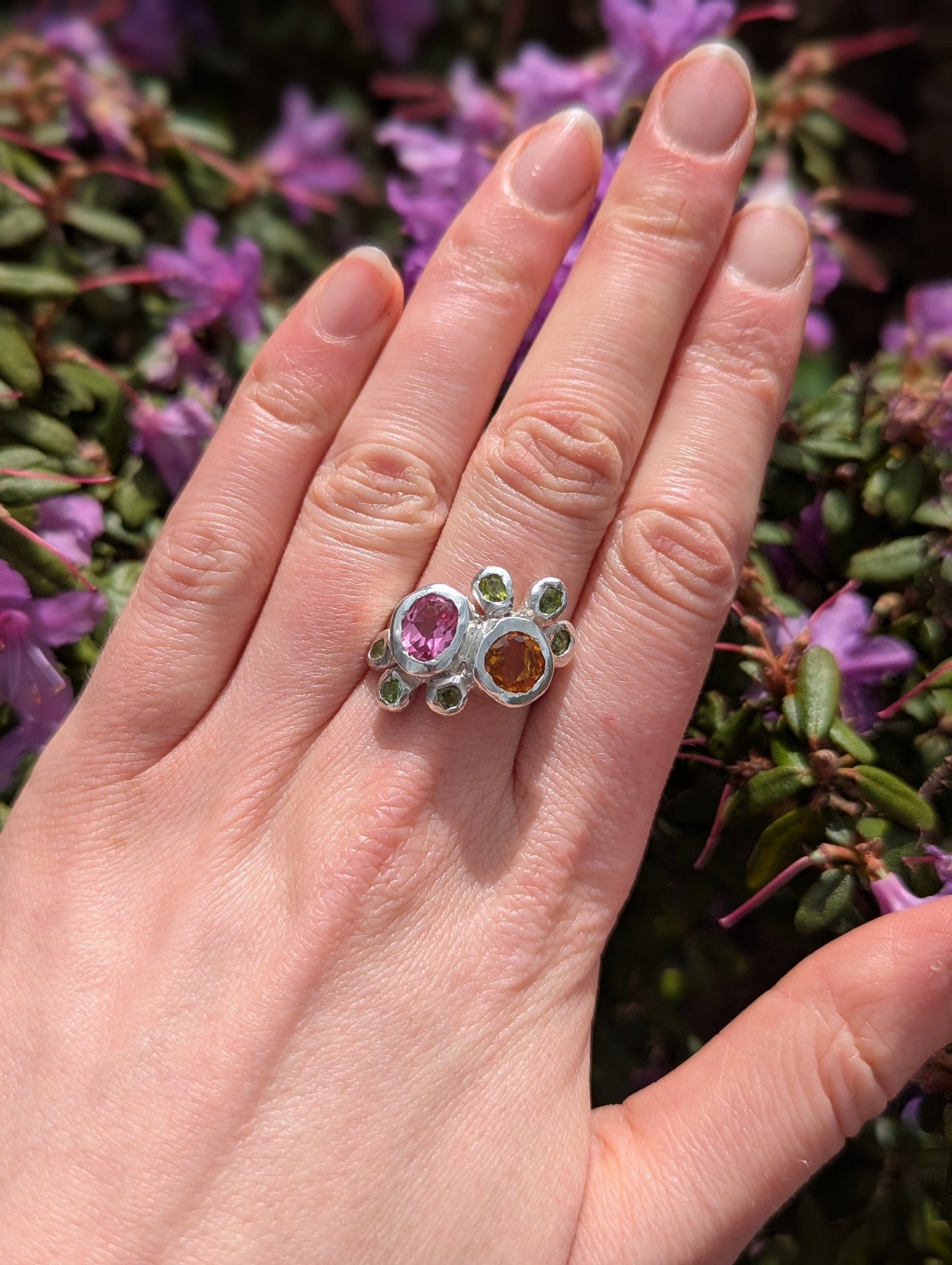 Pink_topaz_citrine_and_peridot_unique_handmade_ring