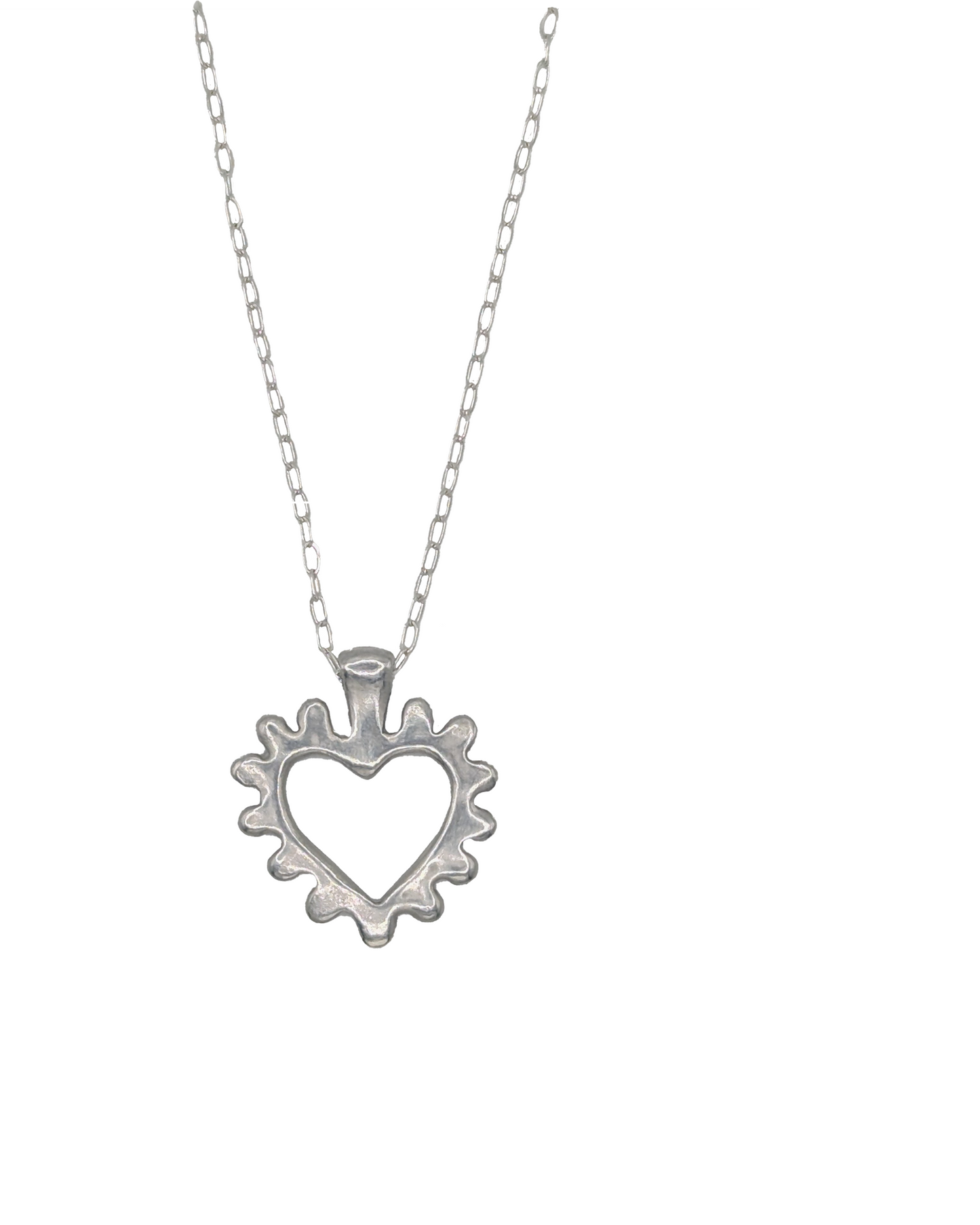 Recycled silver heart pendant handmade