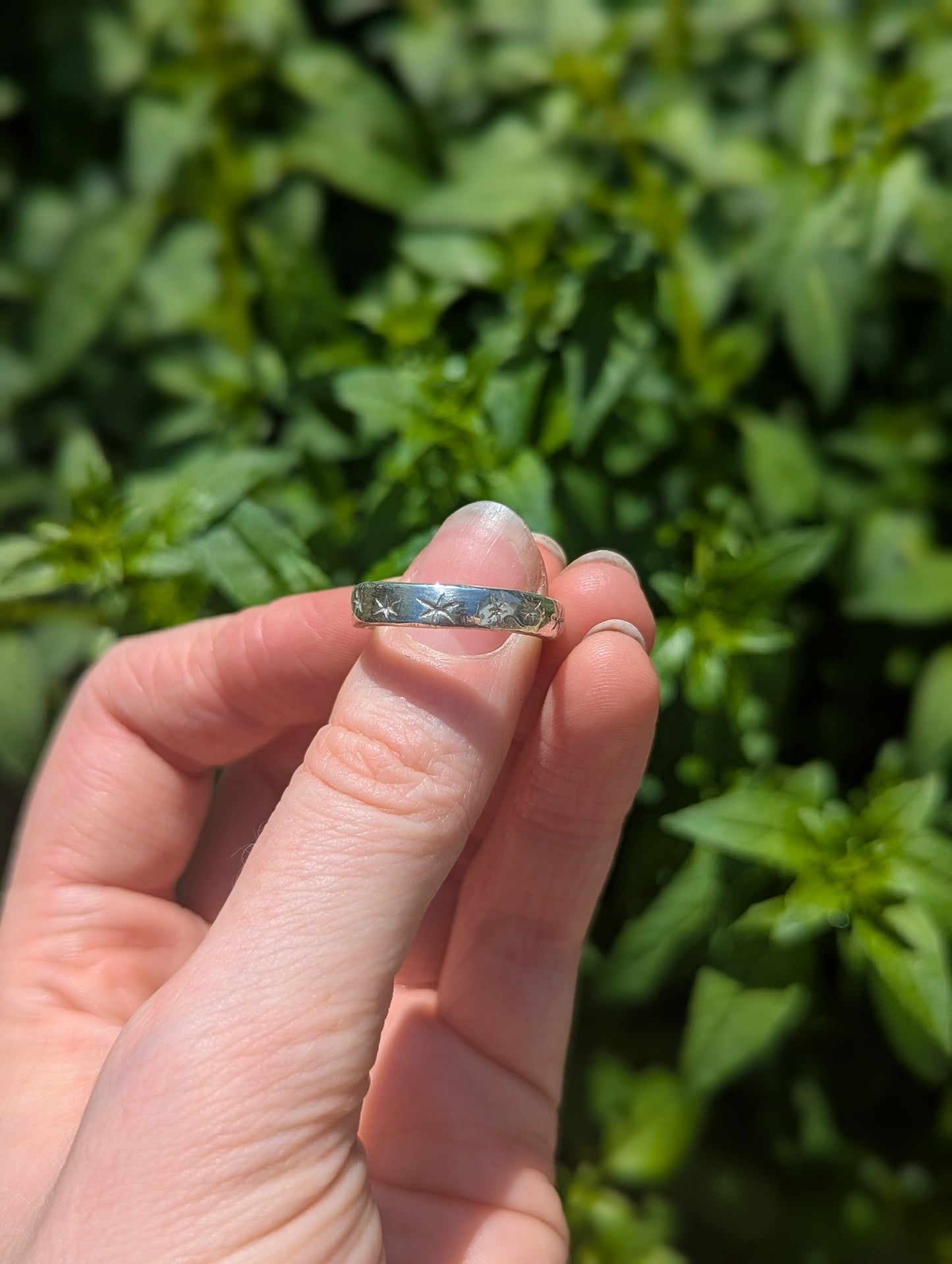 Recycled silver star stacking ring