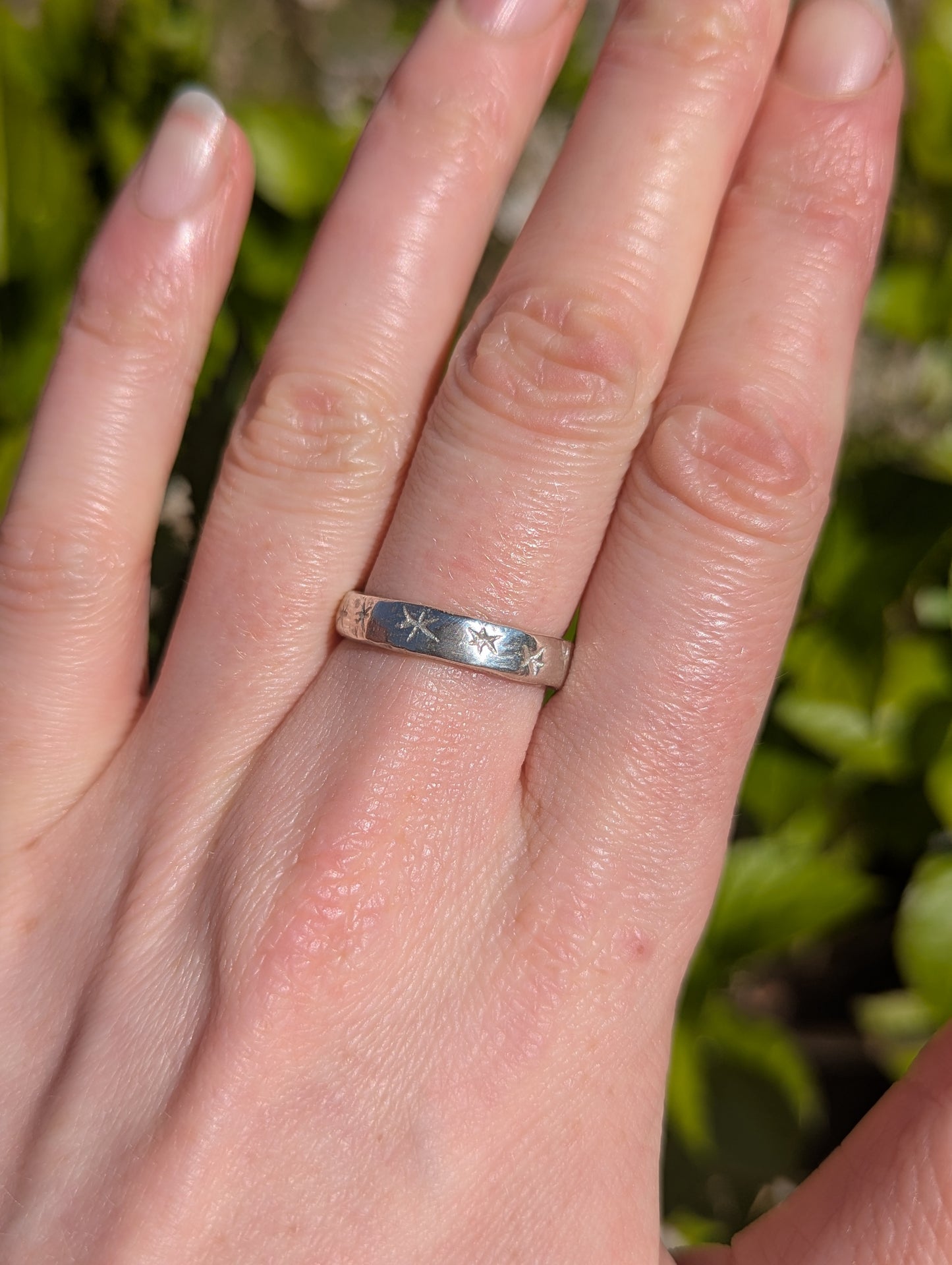Recycled silver star stacking ring Handmade