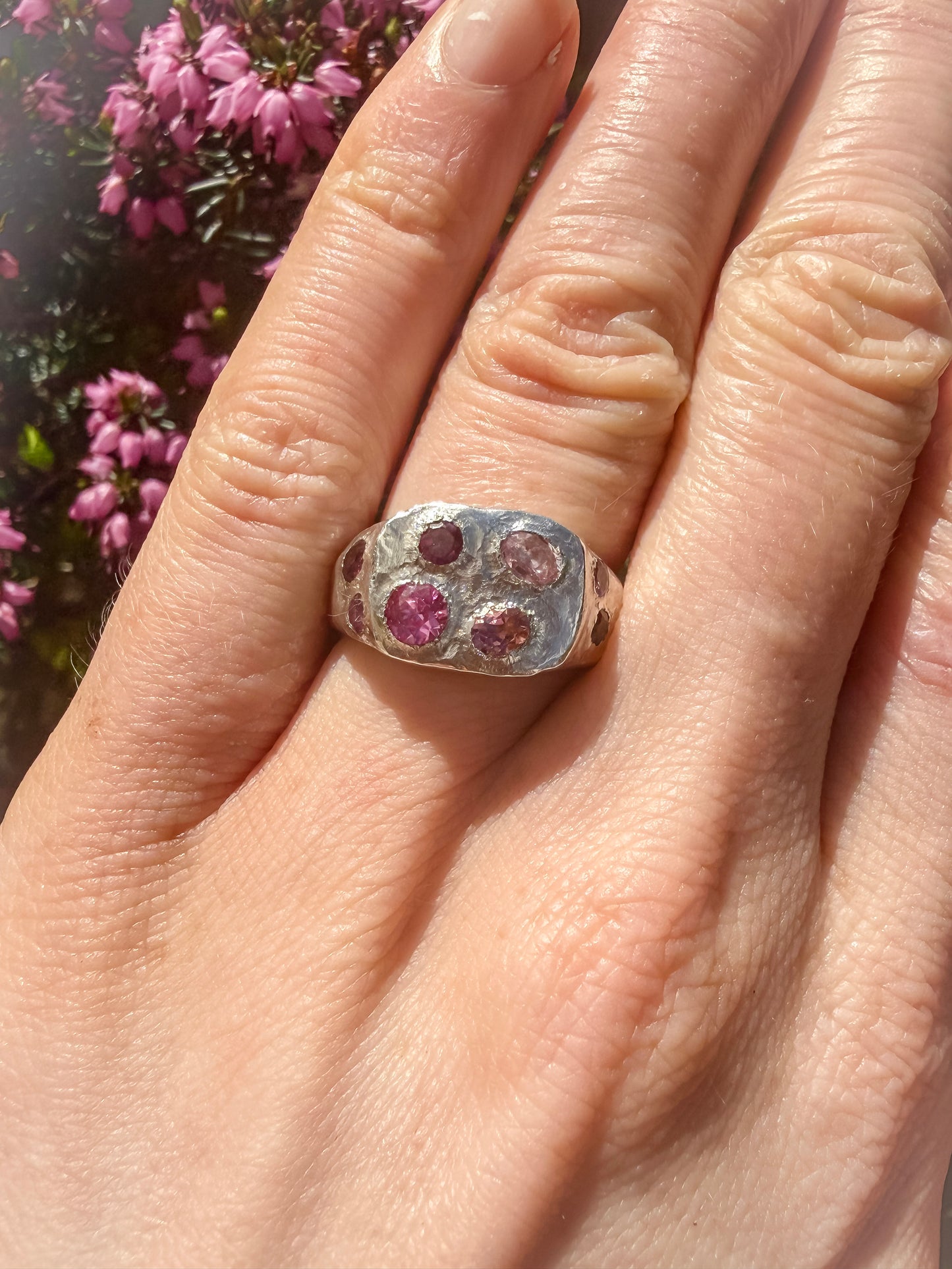 Raspberry Silk Signet Ring - One of a Kind - Size UK L 1/2, M, M 1/2 or N