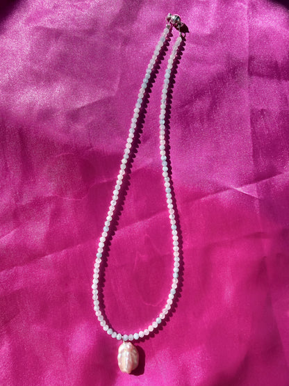 Moonpool Dew | Aquamarine & Lavender Keshi Pearl Necklace