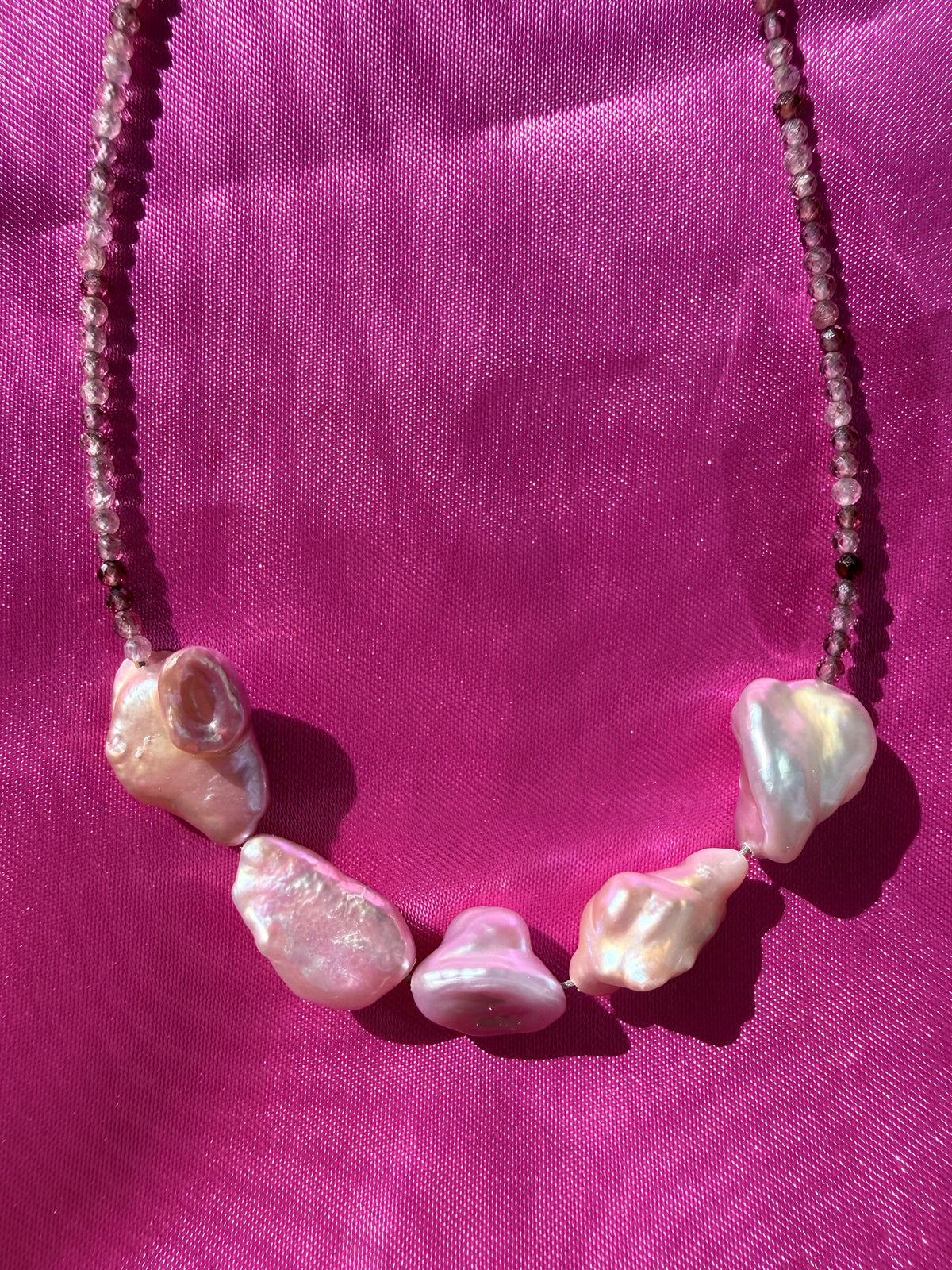 The Fairy Queen's Garland | Spinel & Lavender Keshi Pearl Choker Necklace
