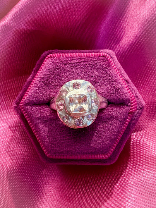 Marshmallow Halo Ring - One Of A Kind - Size UK M, M 1/2 or N