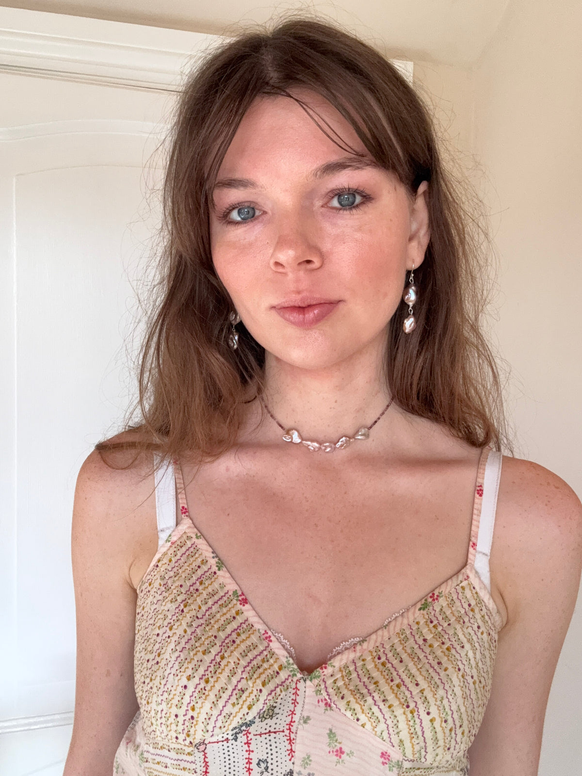 The Fairy Queen's Garland | Spinel & Lavender Keshi Pearl Choker Necklace
