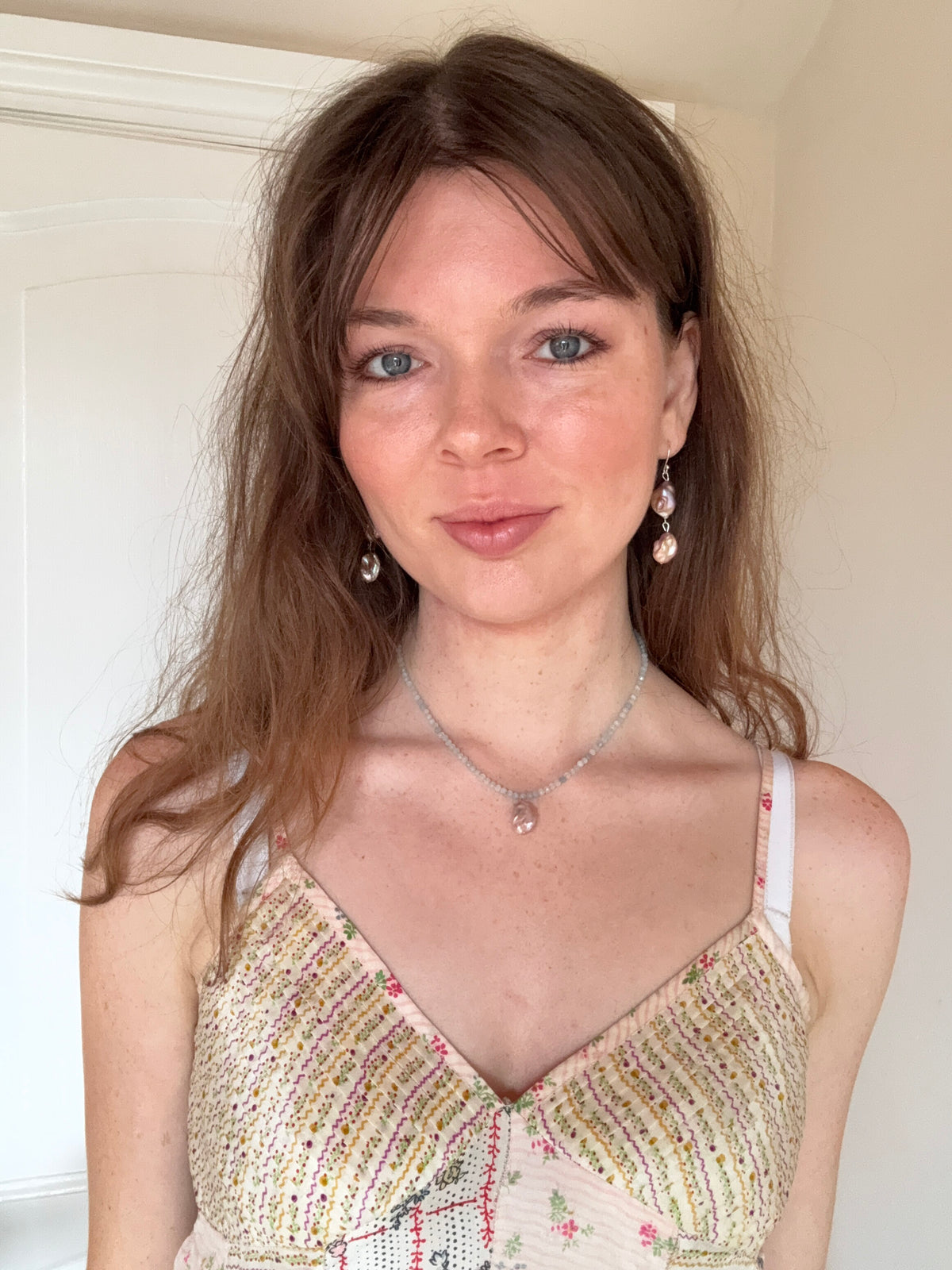 Moonpool Dew | Aquamarine & Lavender Keshi Pearl Necklace