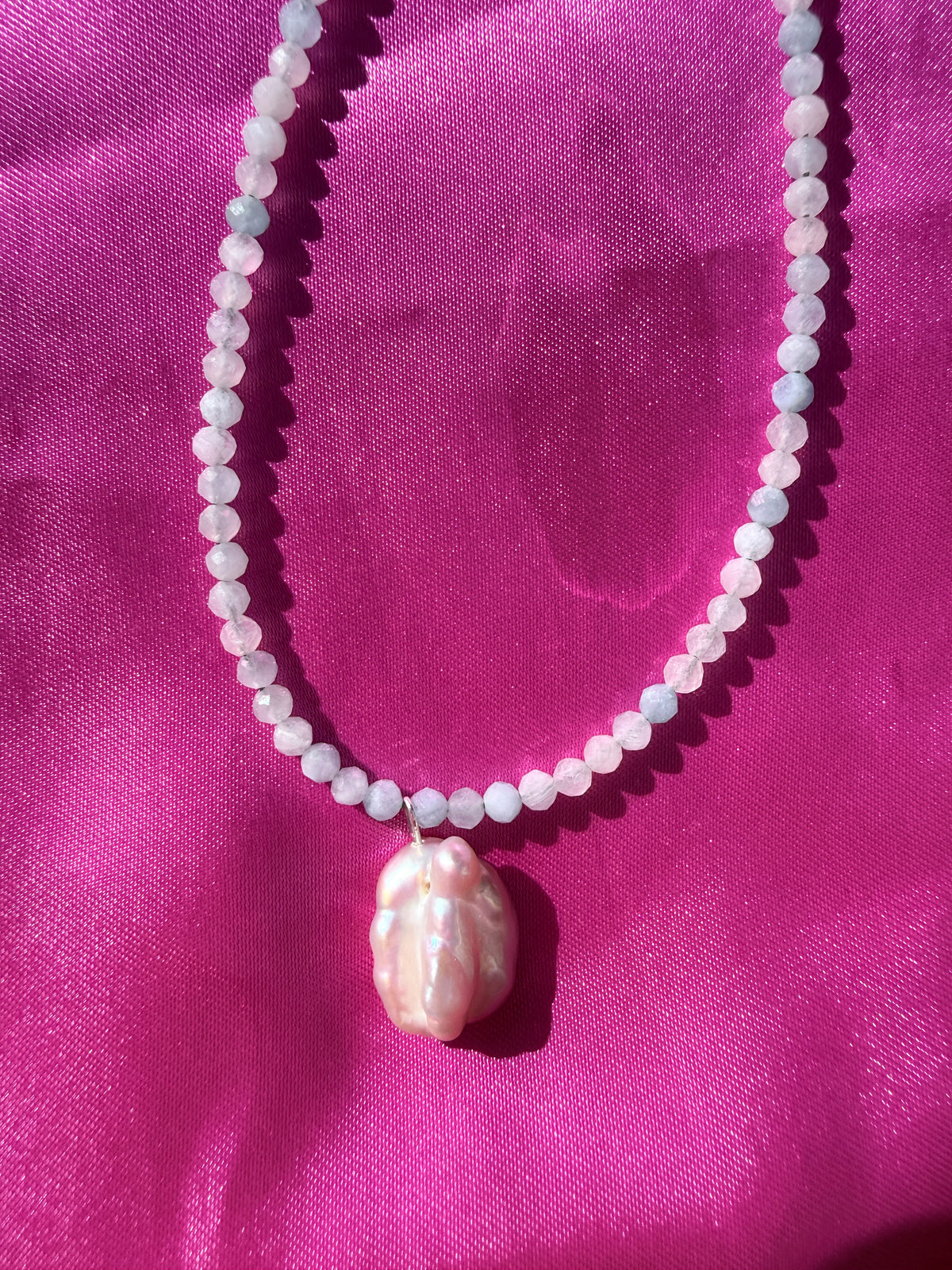 Moonpool Dew | Aquamarine & Lavender Keshi Pearl Necklace