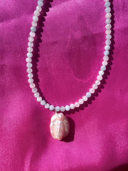 Moonpool Dew | Aquamarine & Lavender Keshi Pearl Necklace