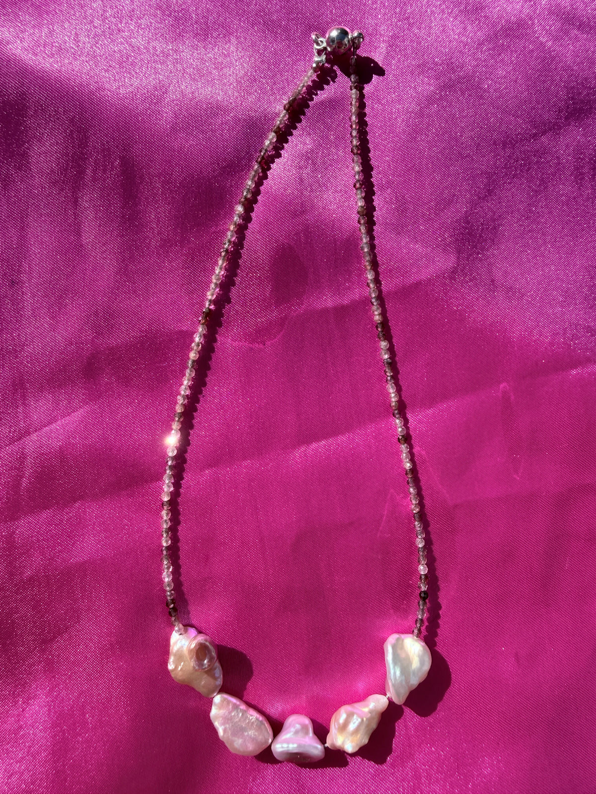 The Fairy Queen's Garland | Spinel & Lavender Keshi Pearl Choker Necklace