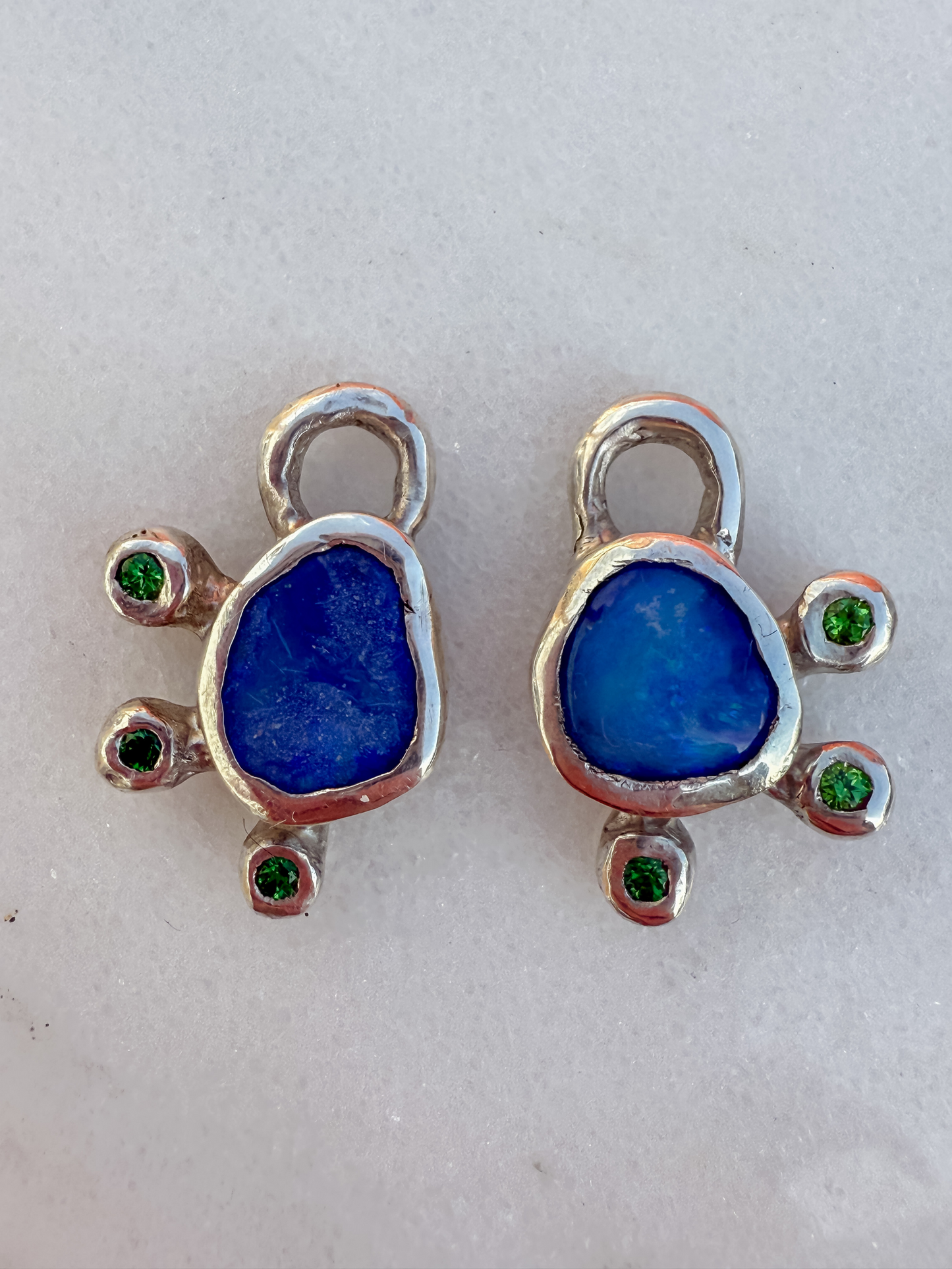 Green Oasis Charm Hoop Earrings