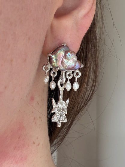 Fairy Raincloud Earrings - One of a Kind
