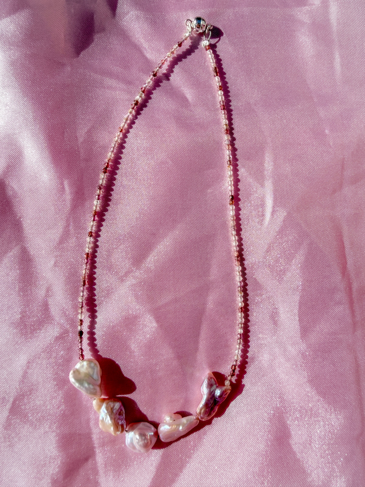 The Fairy Queen's Garland | Spinel & Lavender Keshi Pearl Choker Necklace