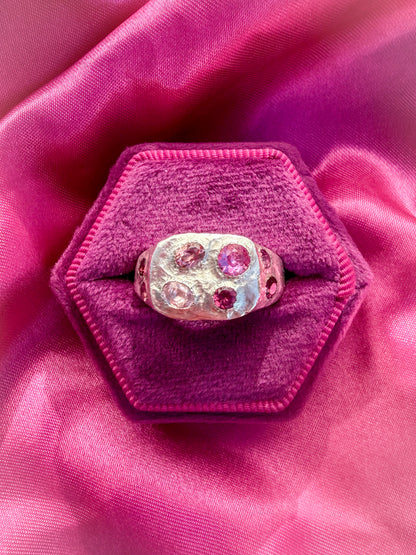 Raspberry Silk Signet Ring - One of a Kind - Size UK L 1/2, M, M 1/2 or N