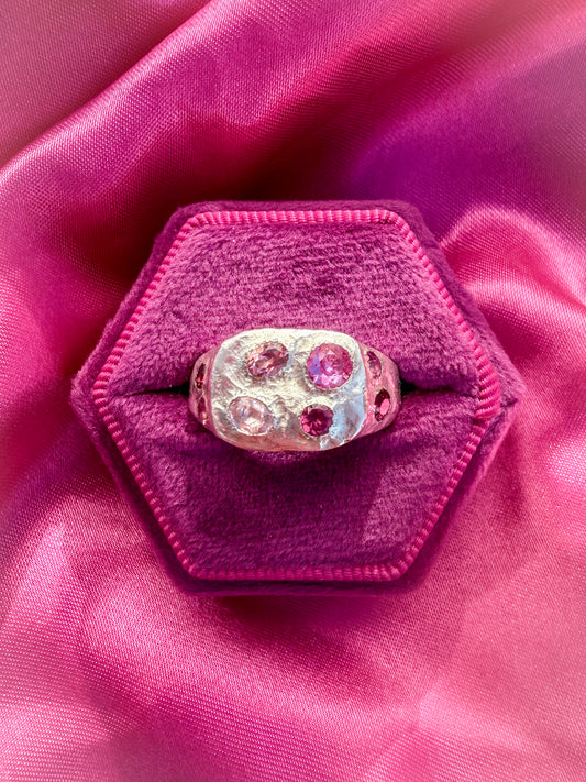 Raspberry Silk Signet Ring - One of a Kind - Size UK L 1/2, M, M 1/2 or N