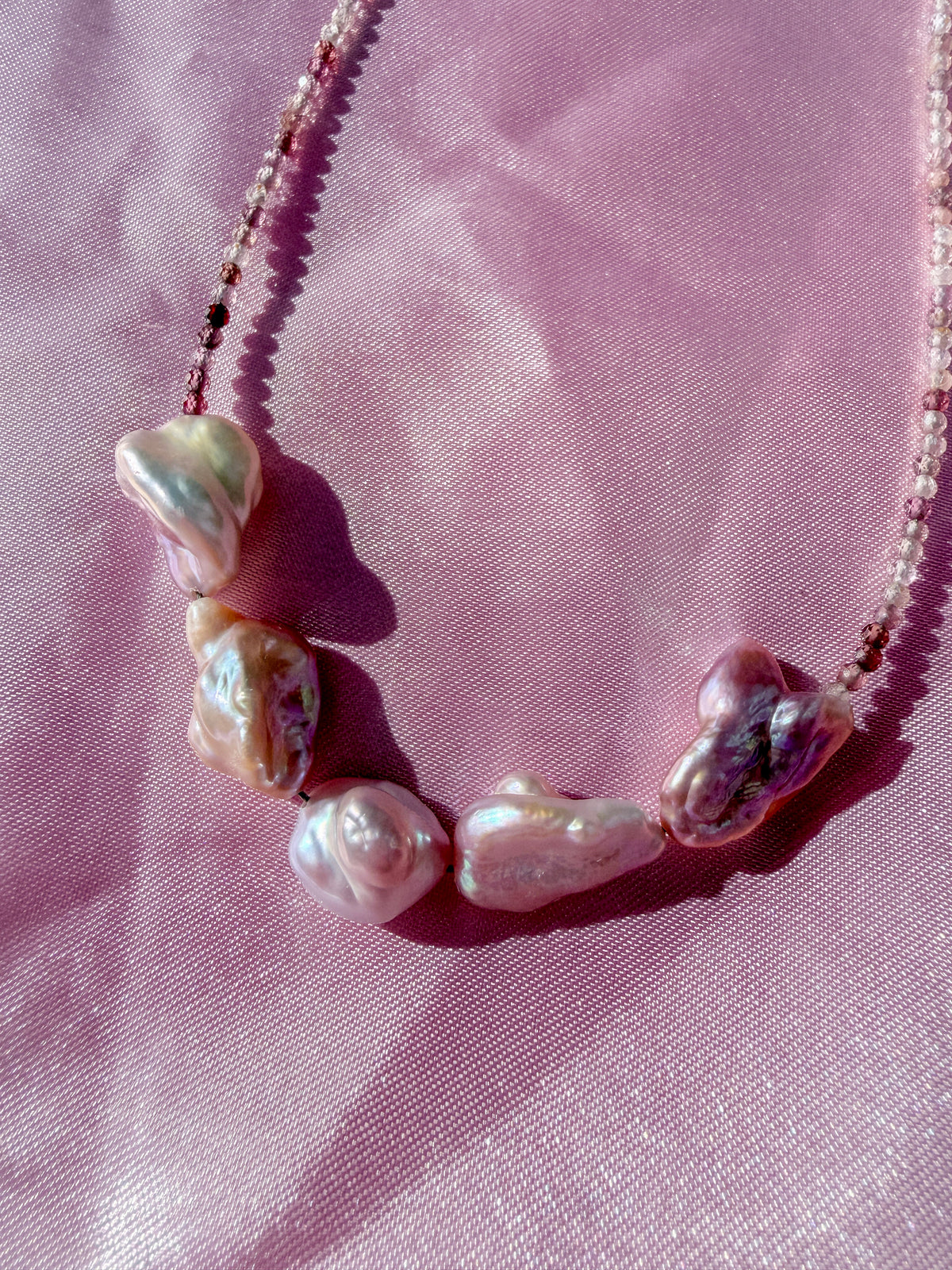 The Fairy Queen's Garland | Spinel & Lavender Keshi Pearl Choker Necklace