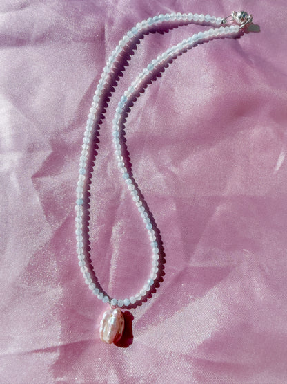 Moonpool Dew | Aquamarine & Lavender Keshi Pearl Necklace