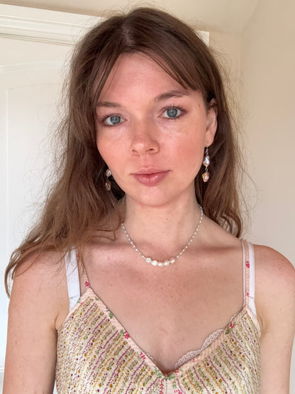 Moonflower Nymph | Aquamarine and Keshi Pearl Necklace