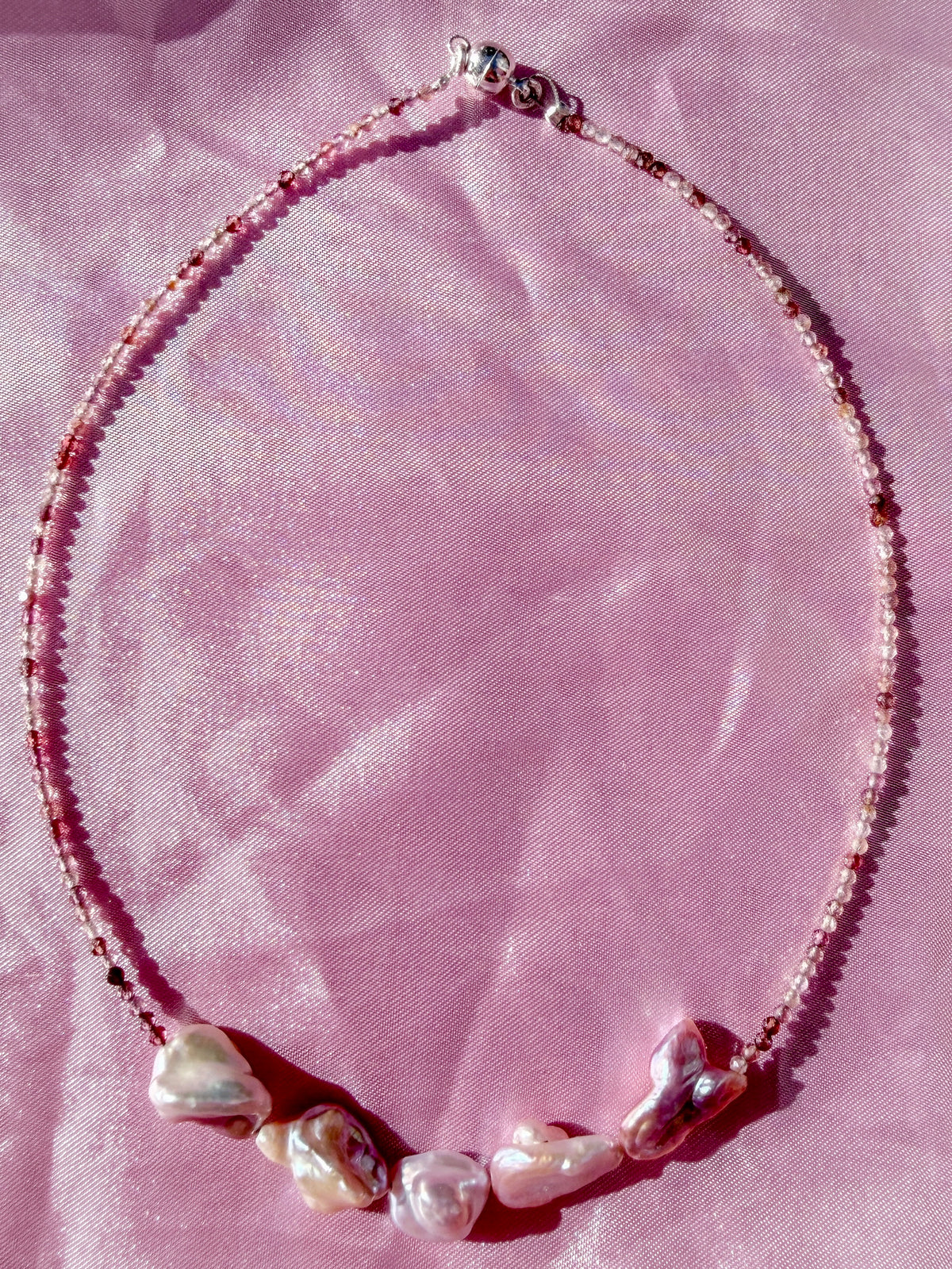 The Fairy Queen's Garland | Spinel & Lavender Keshi Pearl Choker Necklace