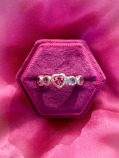 Rosy Heart Ring - One of a Kind - Size UK P