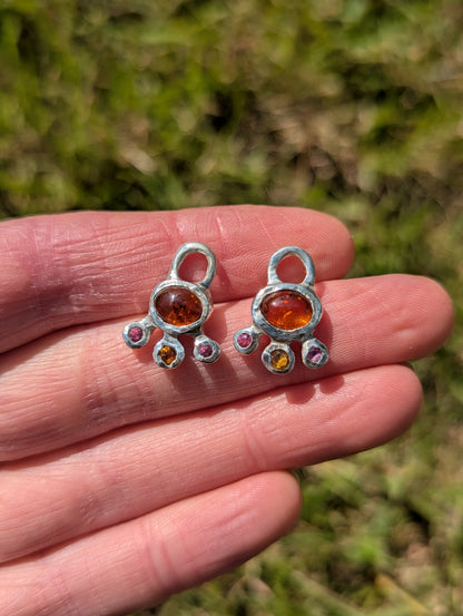 Colourful_y2k_earrings_made_from_recycled_sterling_silver_and_amber_citrine_and_pink_topaz