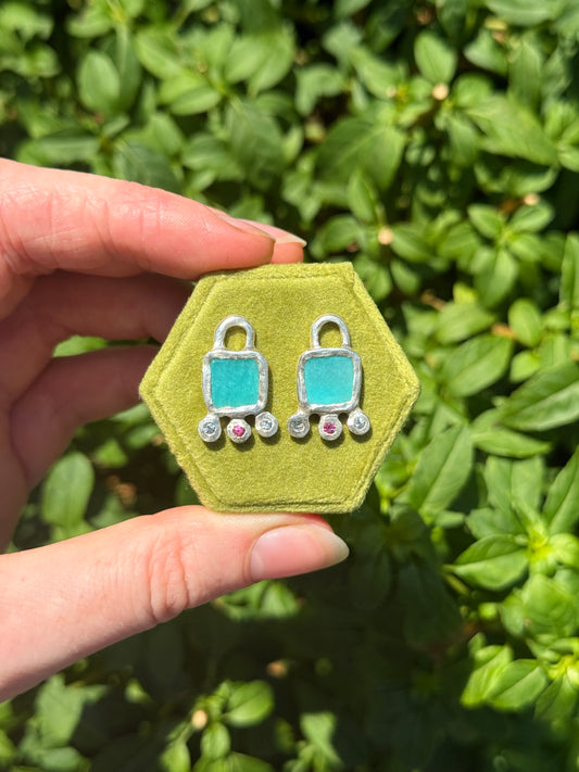 Bubblegum Calypso Charm Hoop Earrings