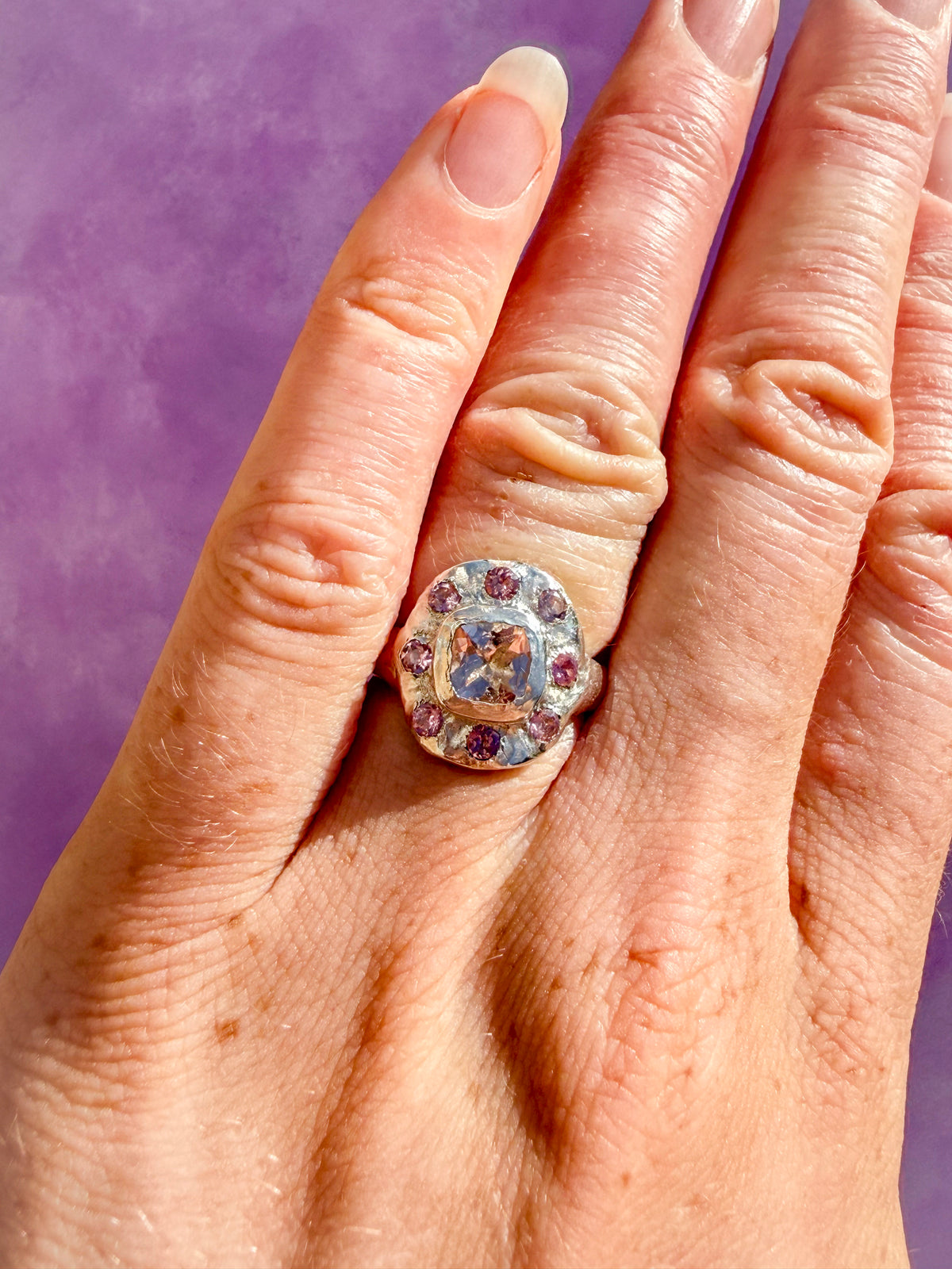 Marshmallow Halo Ring - One Of A Kind - Size UK M, M 1/2 or N