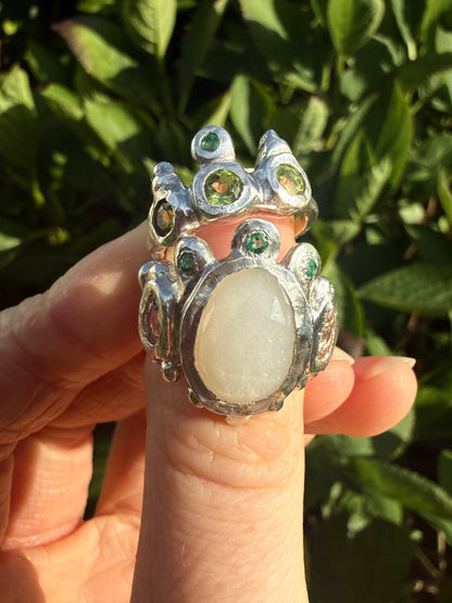 Frosty Moon Ring - One of a Kind - Size UK P, P 1/2 or Q