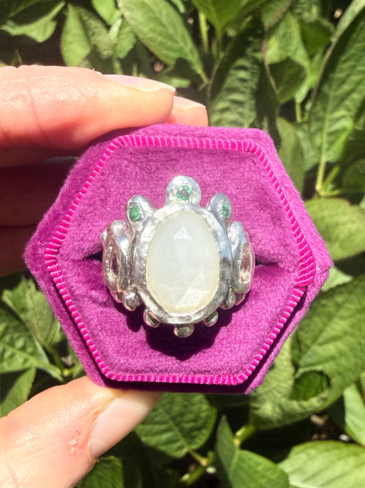Frosty Moon Ring - One of a Kind - Size UK P, P 1/2 or Q