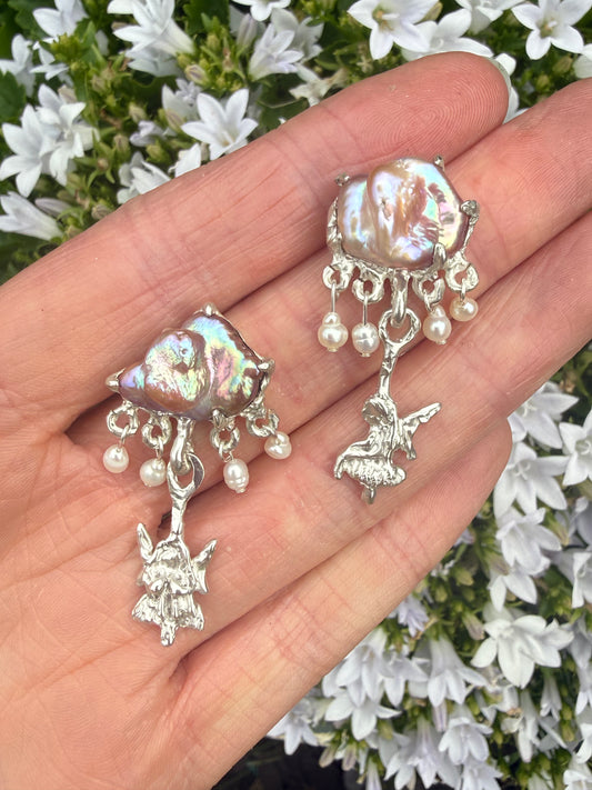 Fairy Raincloud Earrings - One of a Kind