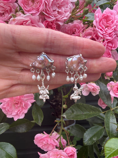 Fairy Raincloud Earrings - One of a Kind
