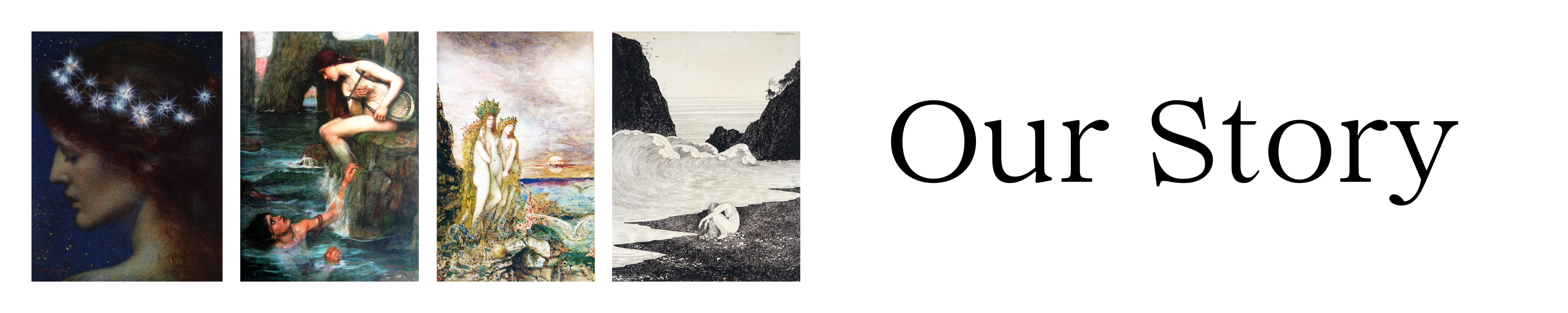 Out Story banner with paintings of mermaids and magic 