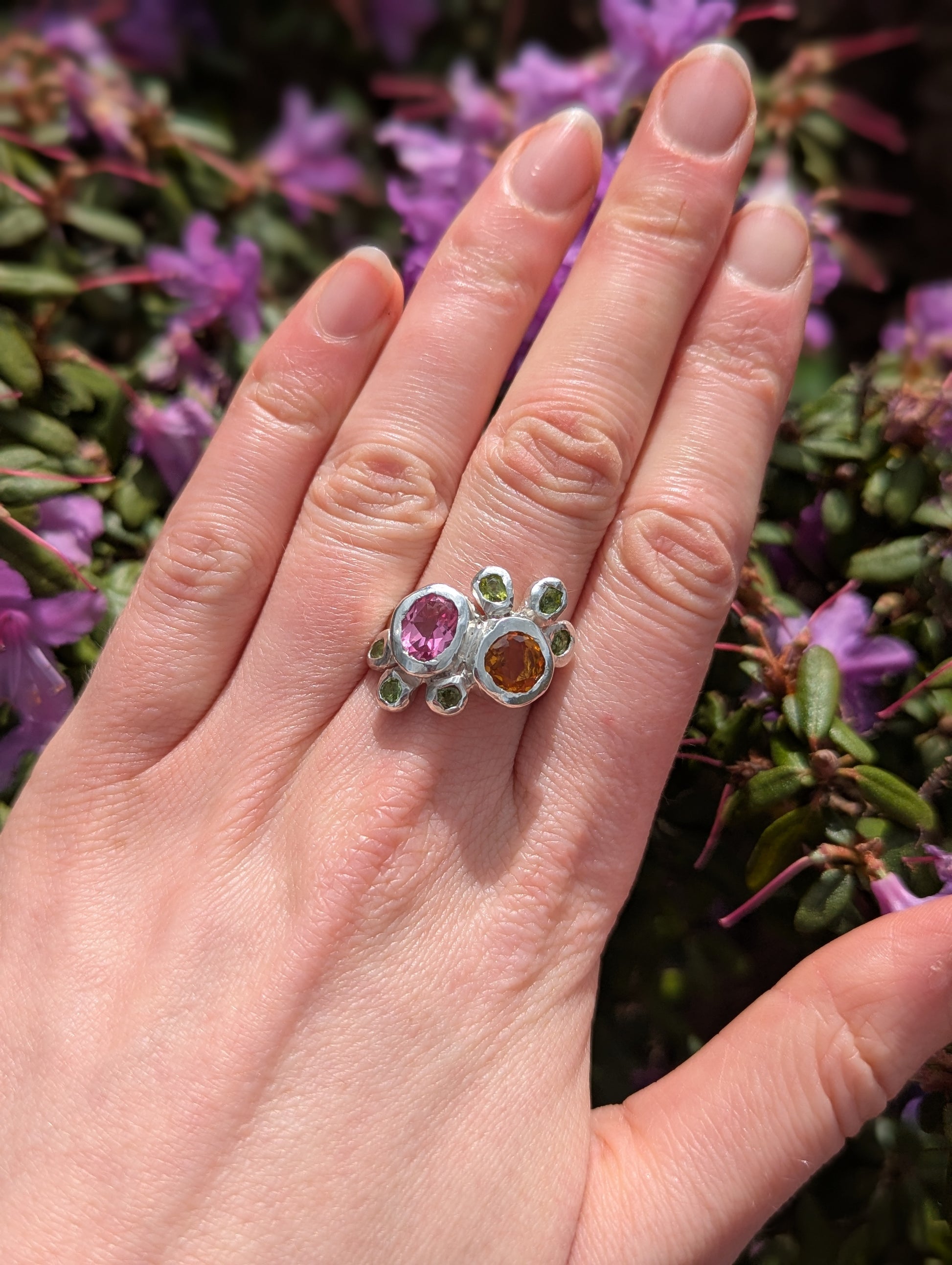 Pink_topaz_citrine_and_peridot_unique_handmade_ring