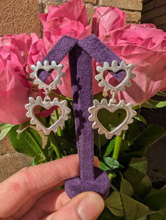 Recycled silver heart earrings
