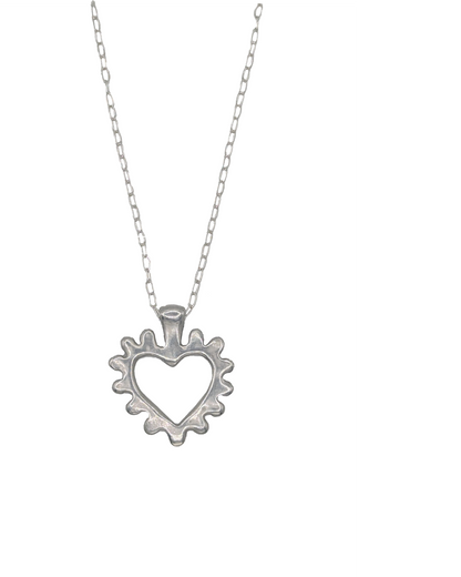 Recycled silver heart pendant handmade