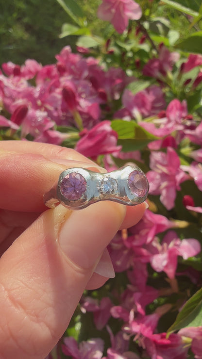 Pink tourmaline & moissanite silver ring video